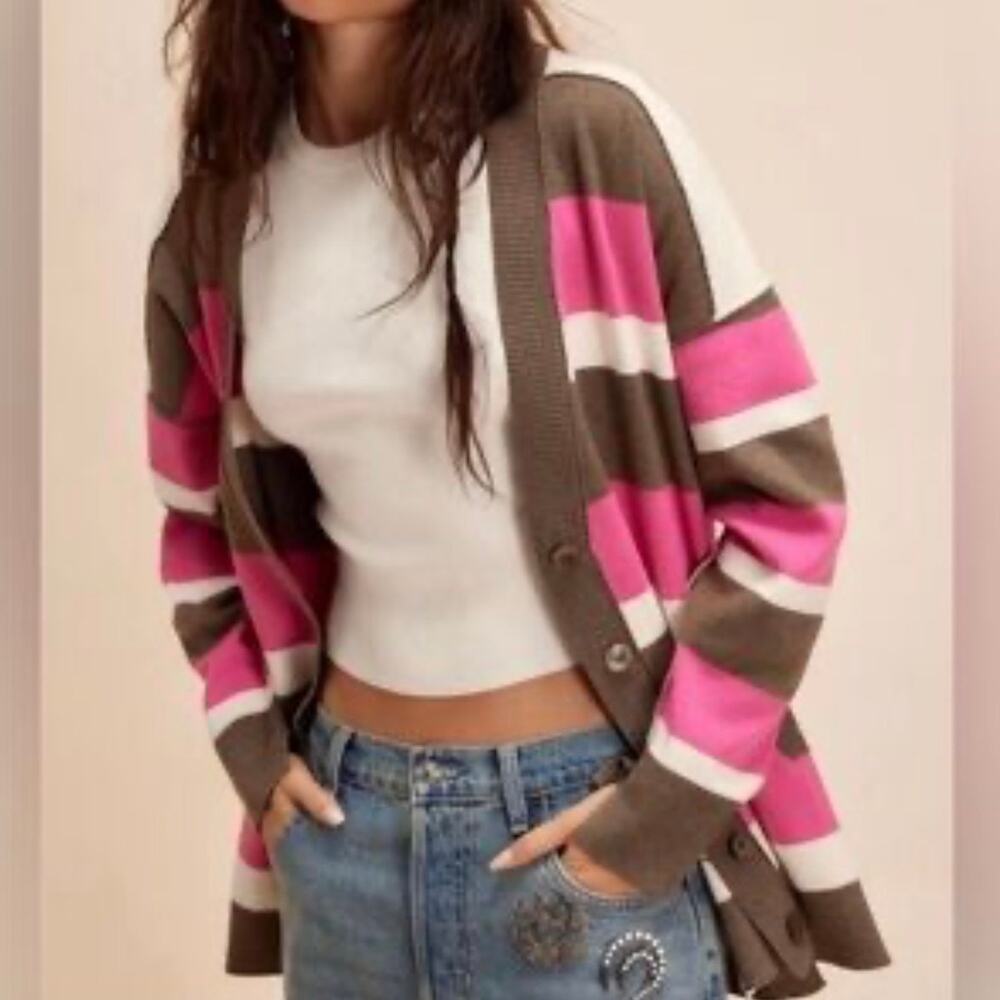Free People League‎ Of Her Own Cardigan Aurora Pinecone Combo Size XS and Small